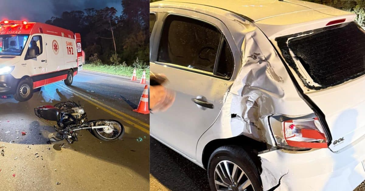 Motociclista tem fratura na face após colisão violenta com carro em Criciúma