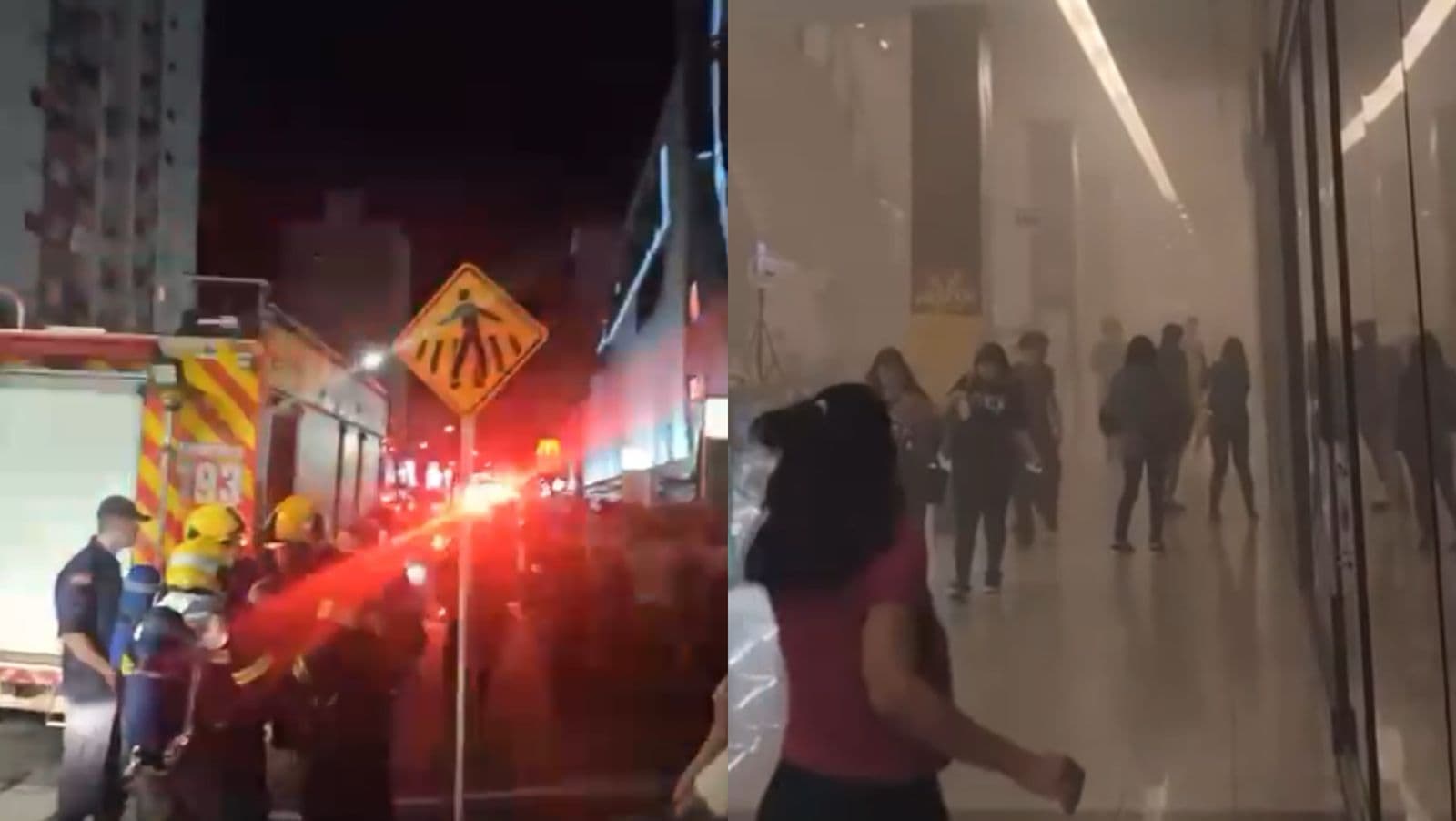 Incêndio causa correria e mobiliza bombeiros em shopping de Palhoça