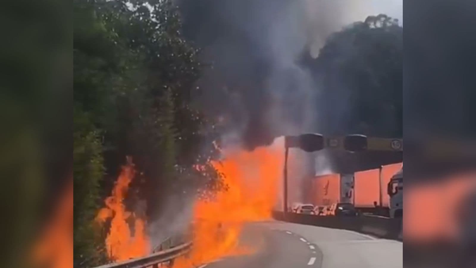 “O meu Deus”: Motorista se desespera e filma carro queimando após explosão de carreta na BR-101