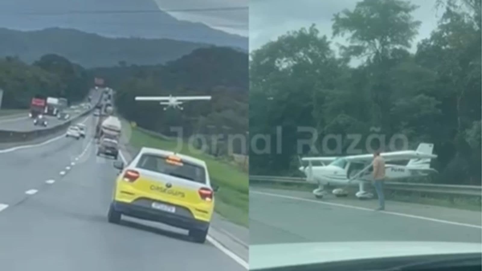 “SUSTO”: Avião de pequeno porte faz pouso de emergência na BR-101 em Santa Catarina