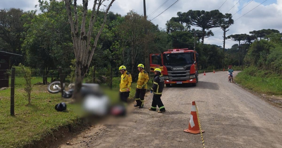 Motociclista morre e mulher fica gravemente ferida após queda de moto em São Bento do Sul