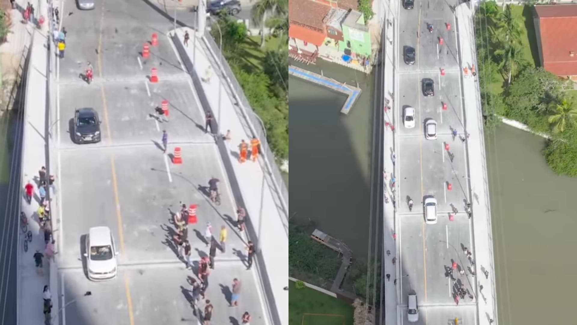 Ponte entre Itapema e Porto Belo é liberada pela metade e causa revolta: “virou gambiarra”, diz morador