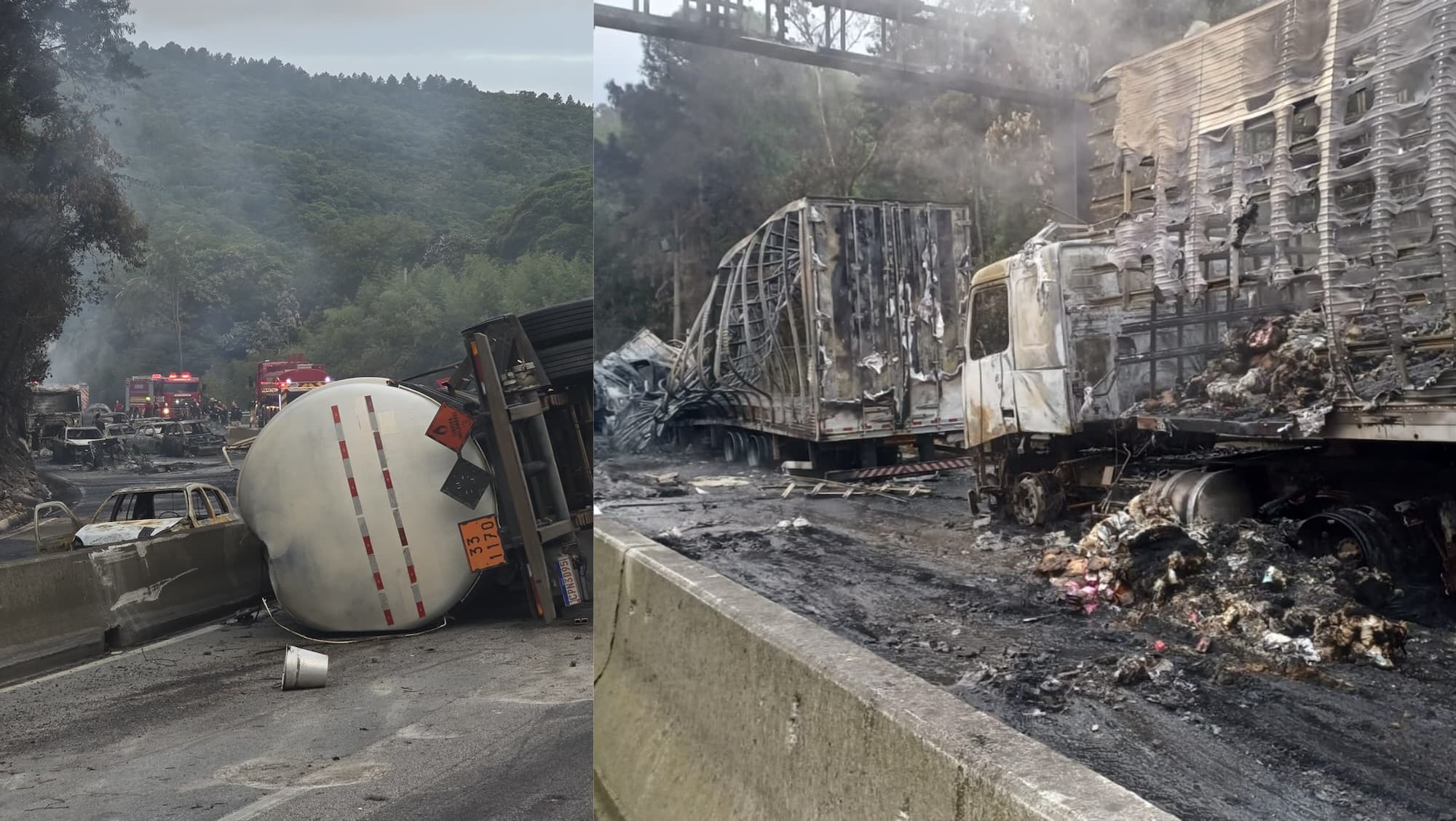 BR-101 é liberada após 16 horas de interdição por explosão de carreta em Palhoça