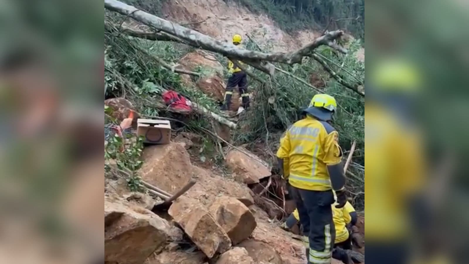 Trabalhador é soterrado após deslizamento de terra e mobiliza bombeiros na BR-281