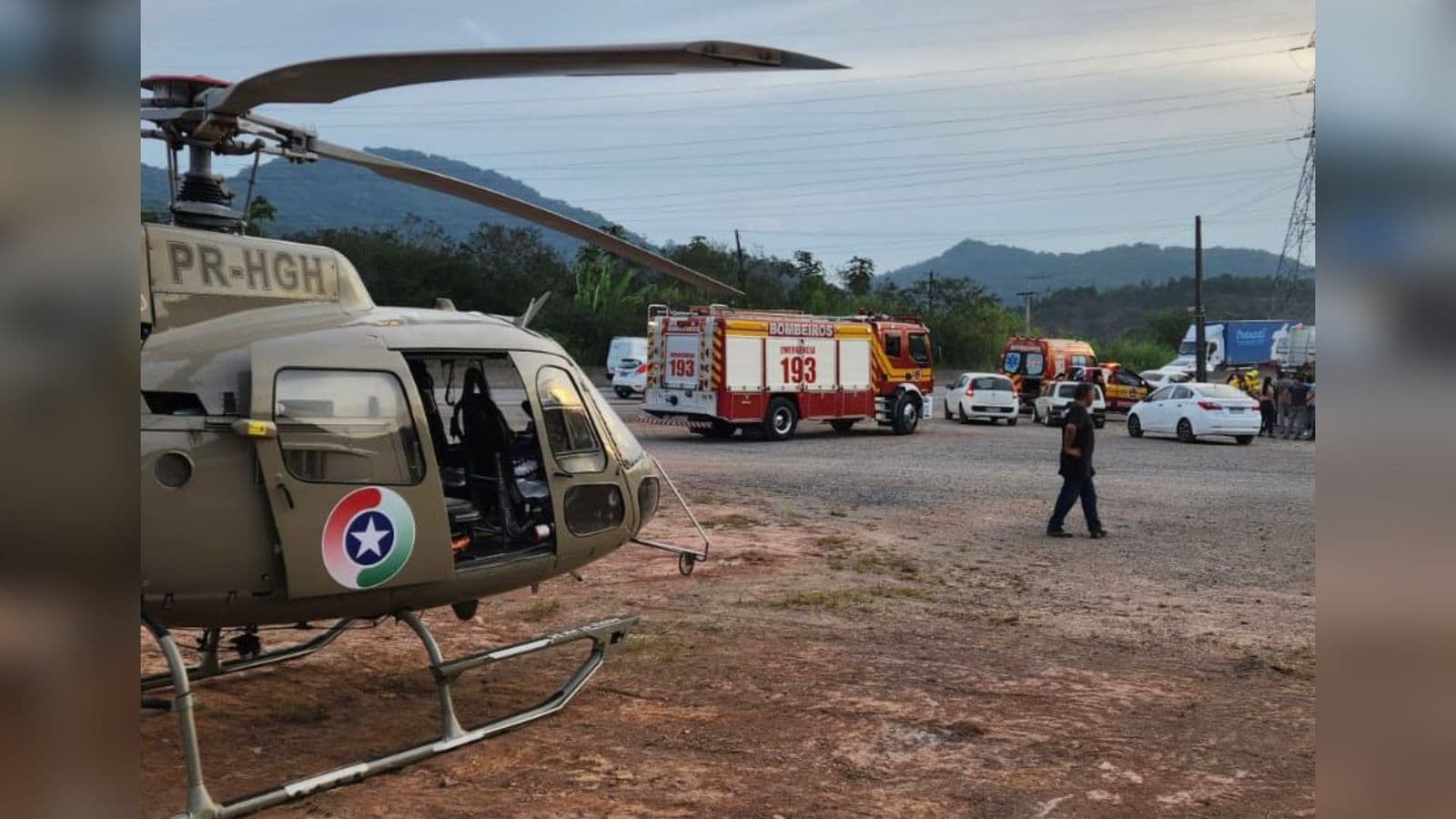 Grave atropelamento na BR-470 mobiliza helicóptero Águia-07 em Gaspar
