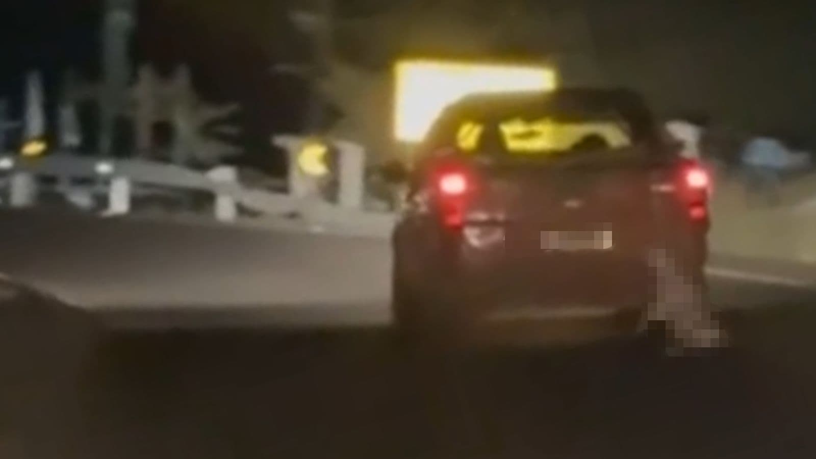 Carro é flagrado em vídeo arrastando porco com corda no pescoço em rodovia de SC