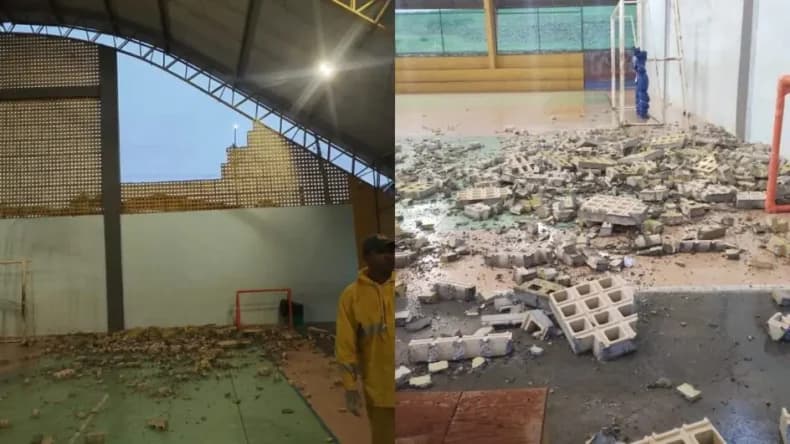Vendaval derruba muro de escola e seis crianças ficam feridas em Santa Catarina