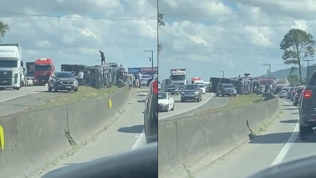 Motorista de carreta morre em acidente na BR-101, em Navegantes