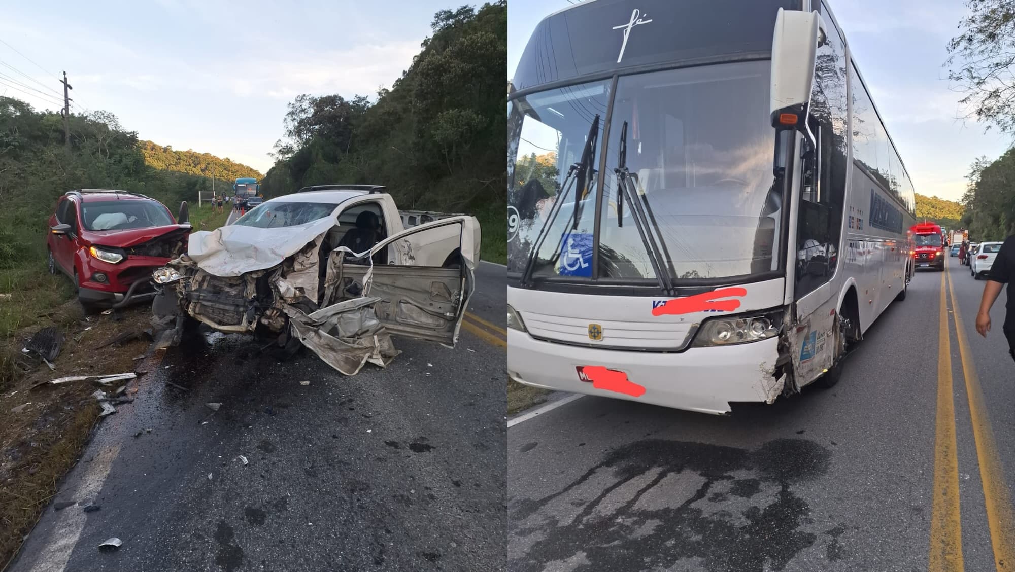 Colisão entre dois carros e ônibus deixa mulher ferida em Brusque