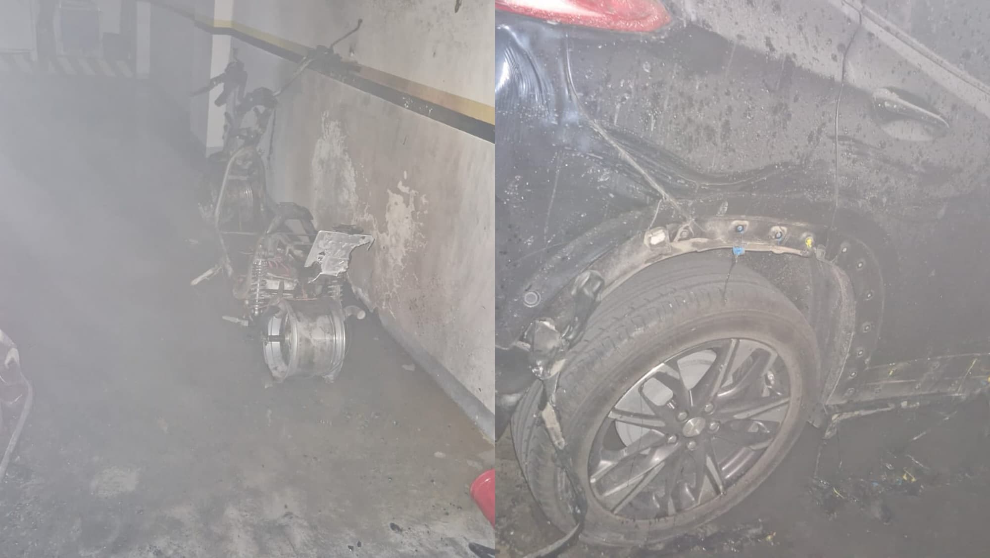 Moto elétrica explode em garagem durante recarga e quase incendeia prédio em Balneário Camboriú