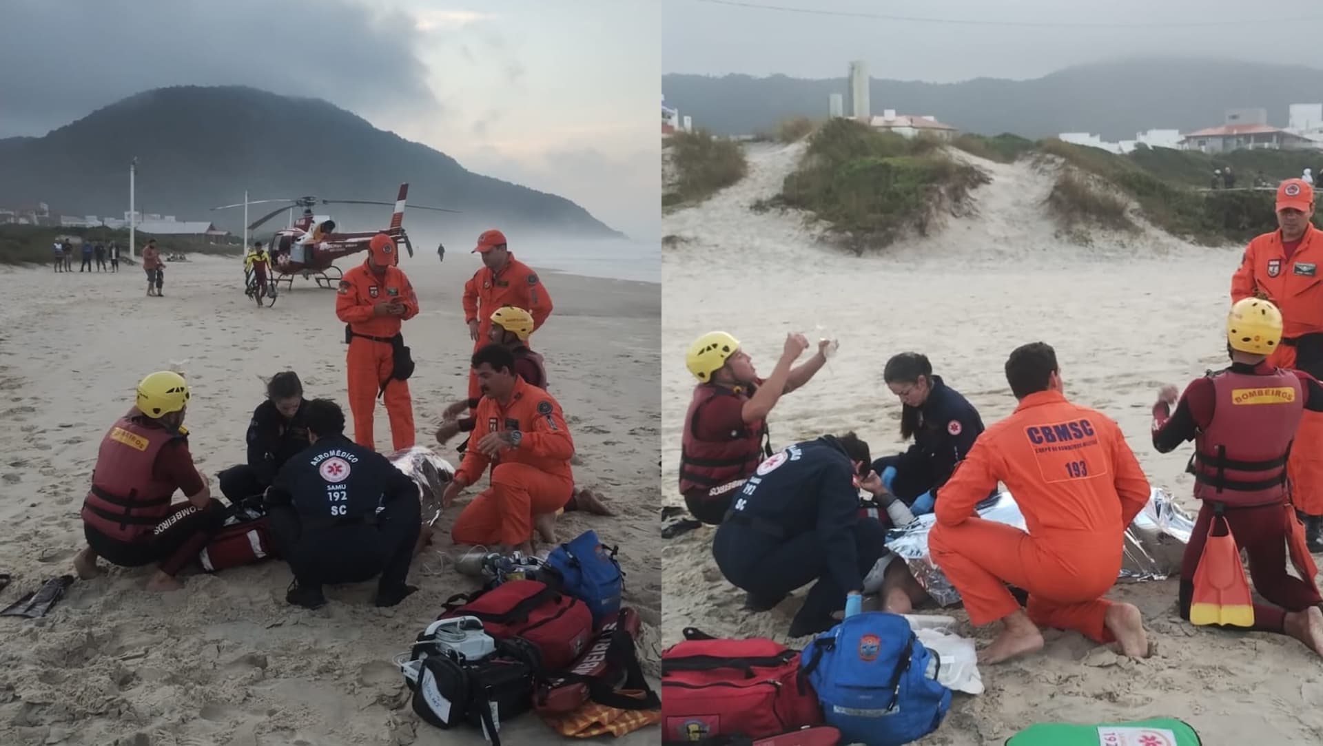 Homem despenca de trilha e quase se afoga no mar em Florianópolis; VEJA VÍDEO