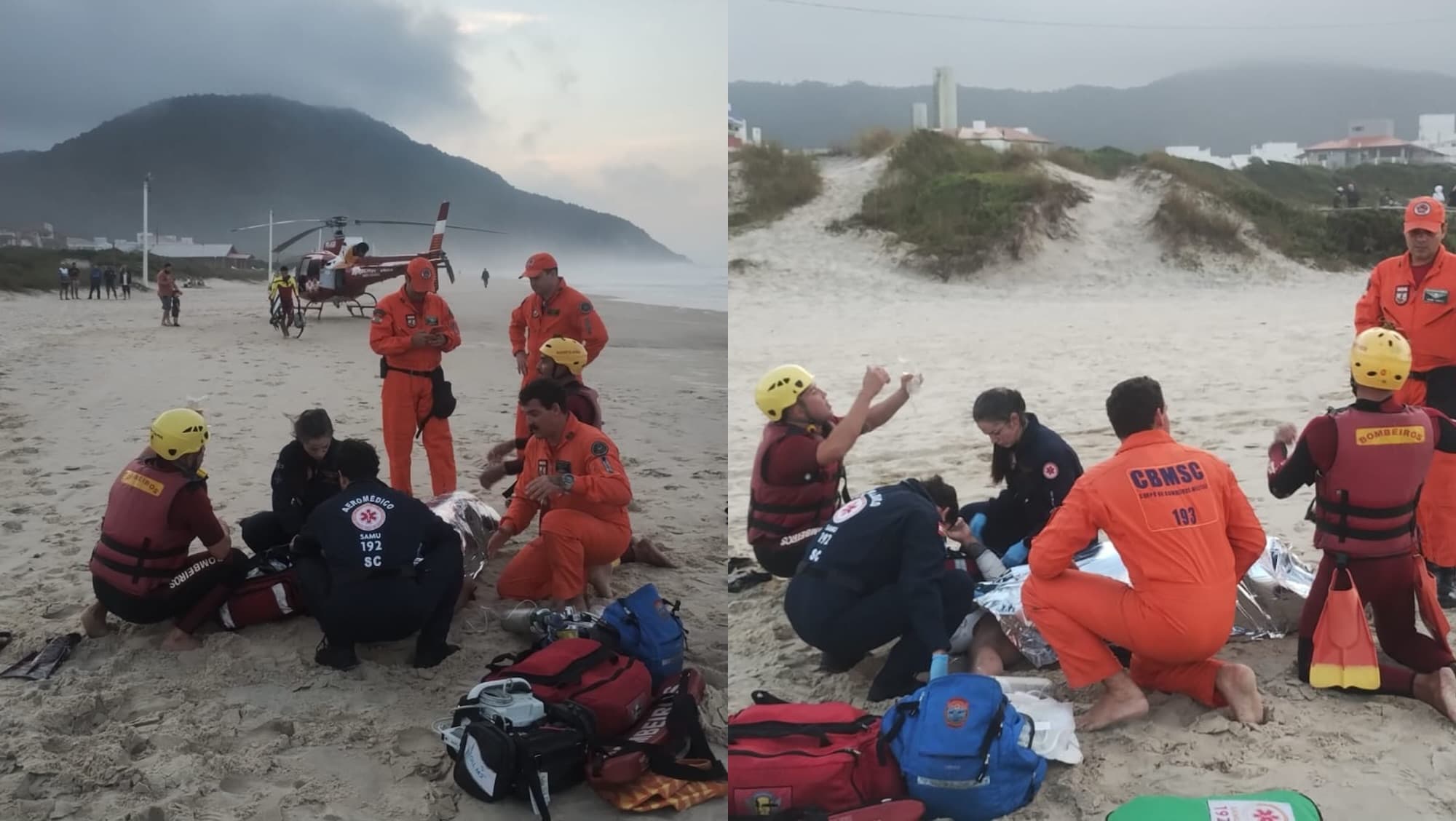 Homem despenca de trilha e quase se afoga no mar em Florianópolis; VEJA VÍDEO