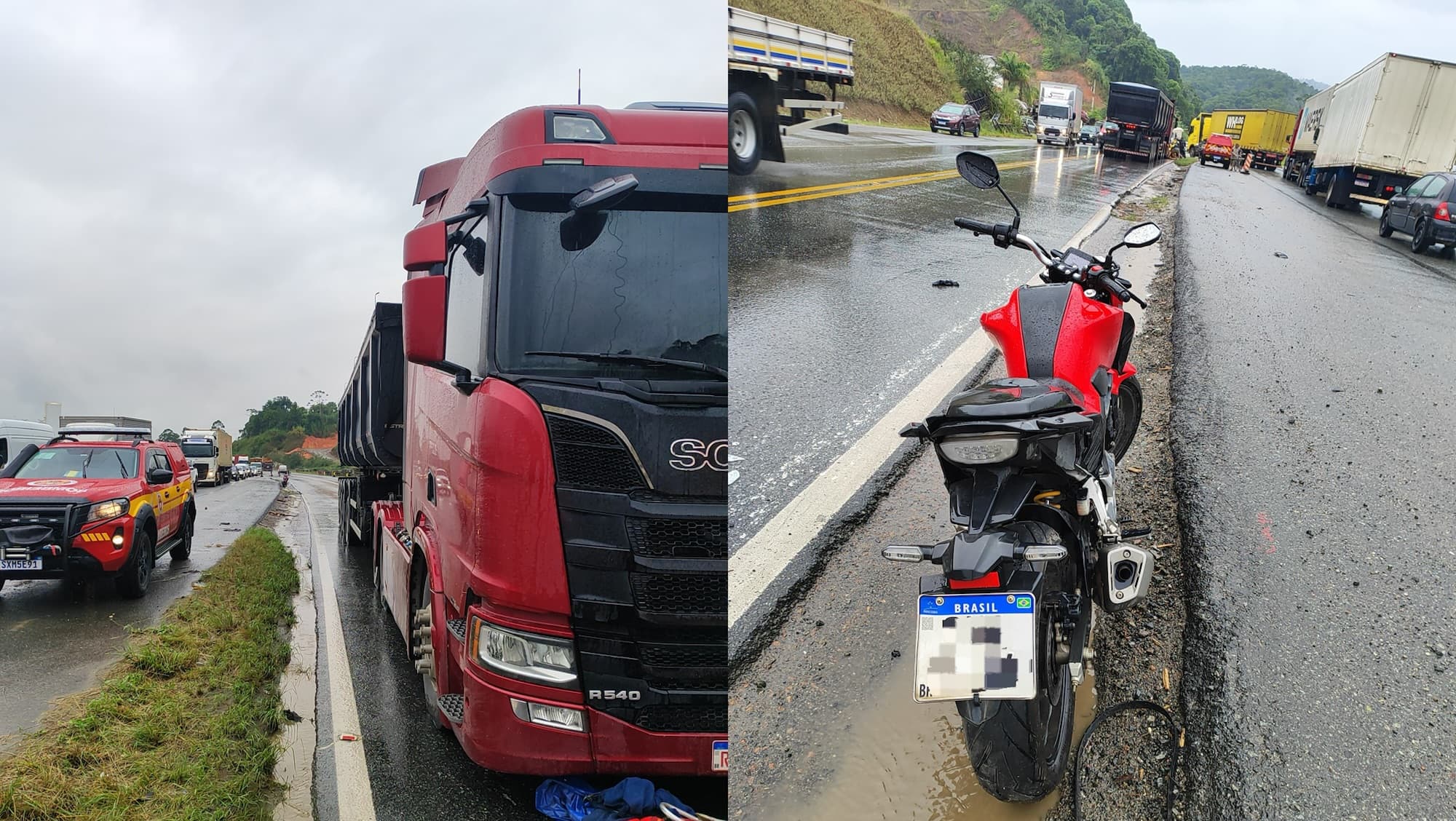 Motociclista é arrastado por 30 metros por caminhão na BR-470, em Gaspar