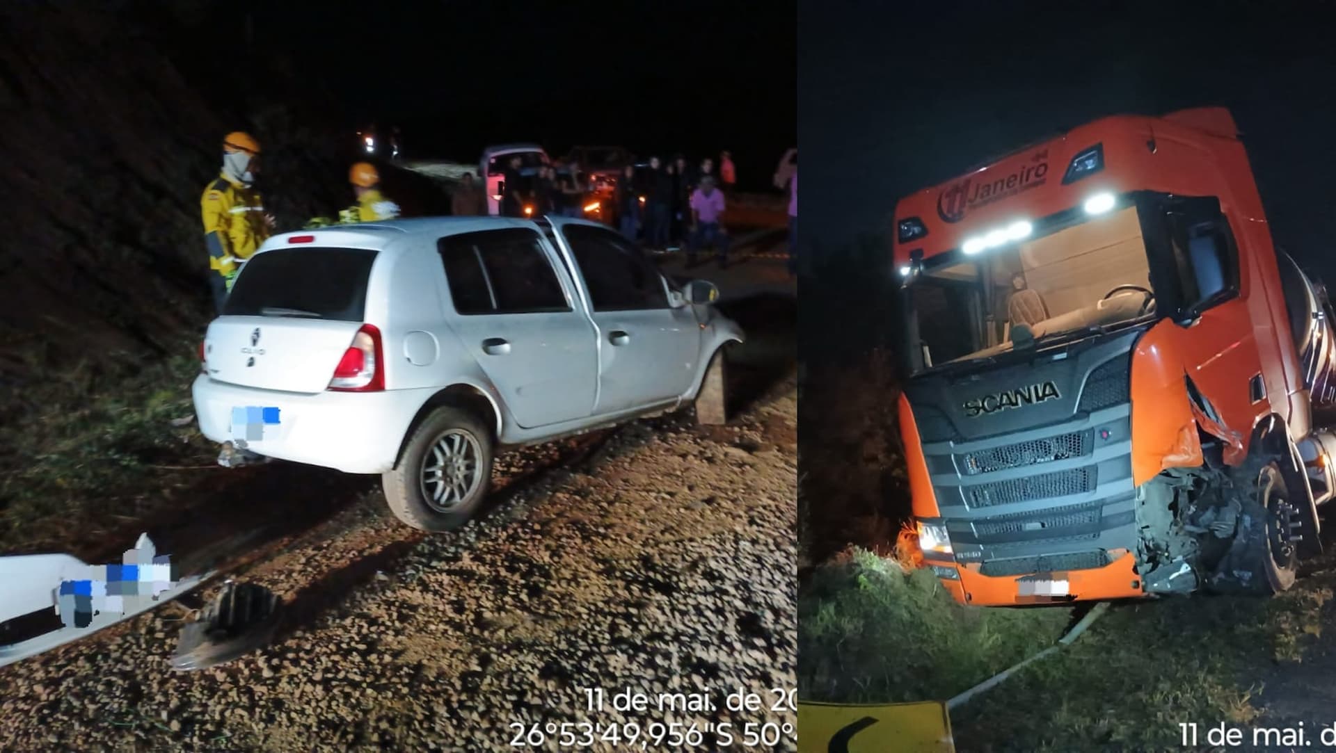  Ex-empresário morre preso às ferragens após colisão entre carro e carreta na SC-350