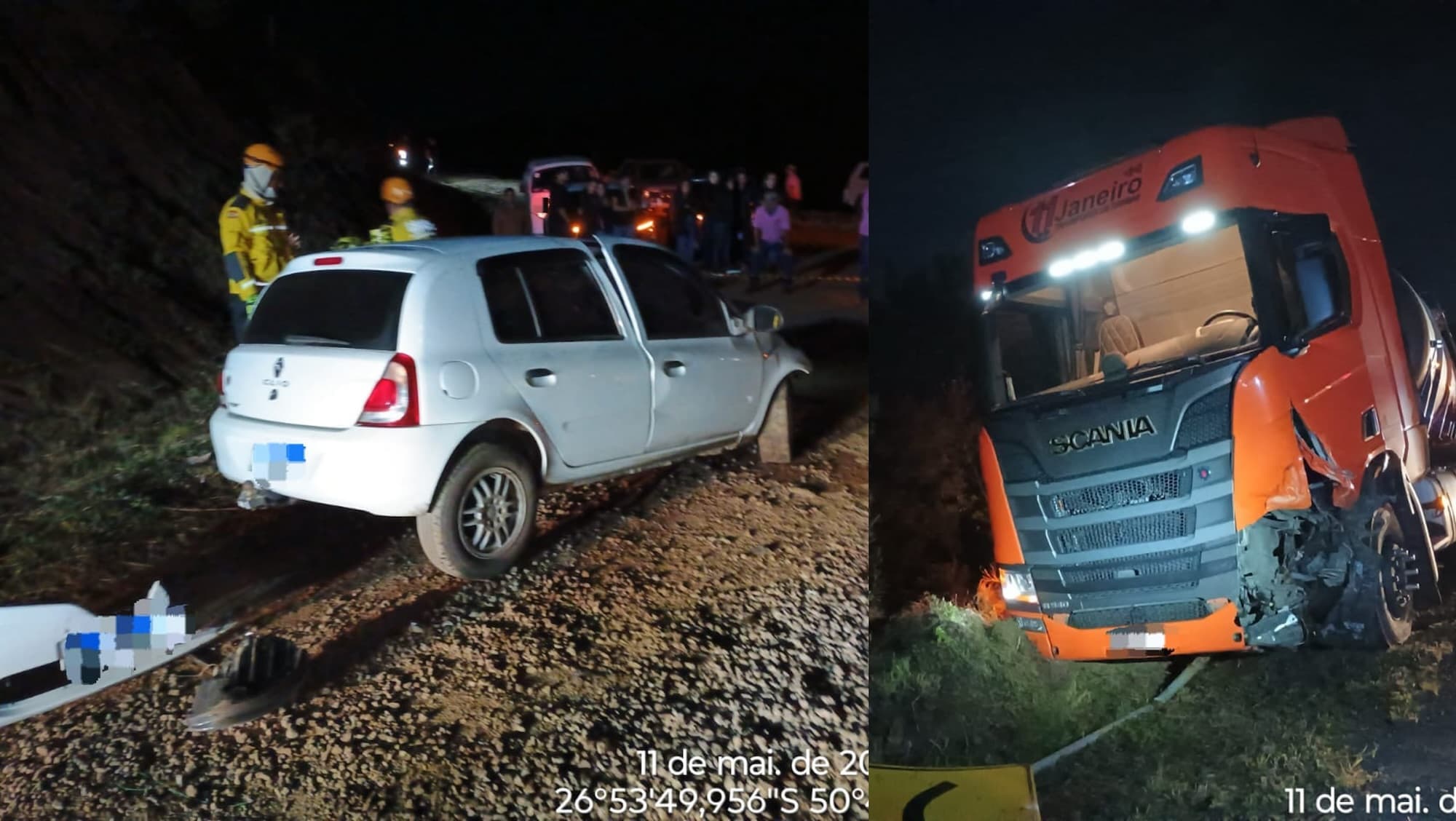  Ex-empresário morre preso às ferragens após colisão entre carro e carreta na SC-350
