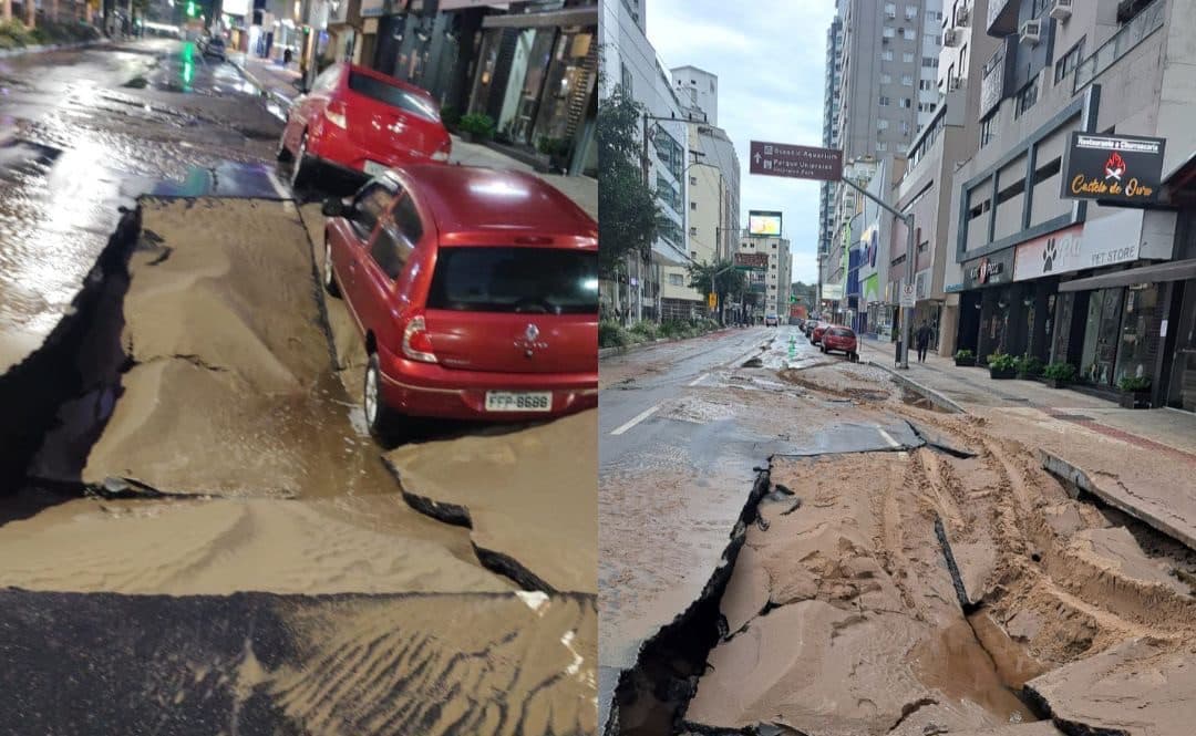Após avenida virar “mar” e carros serem “engolidos”, Balneário Camboriú dá rápida resposta