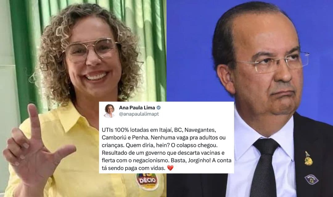Deputada petista ataca Jorginho por UTIs lotadas em SC: “a conta tá sendo paga”