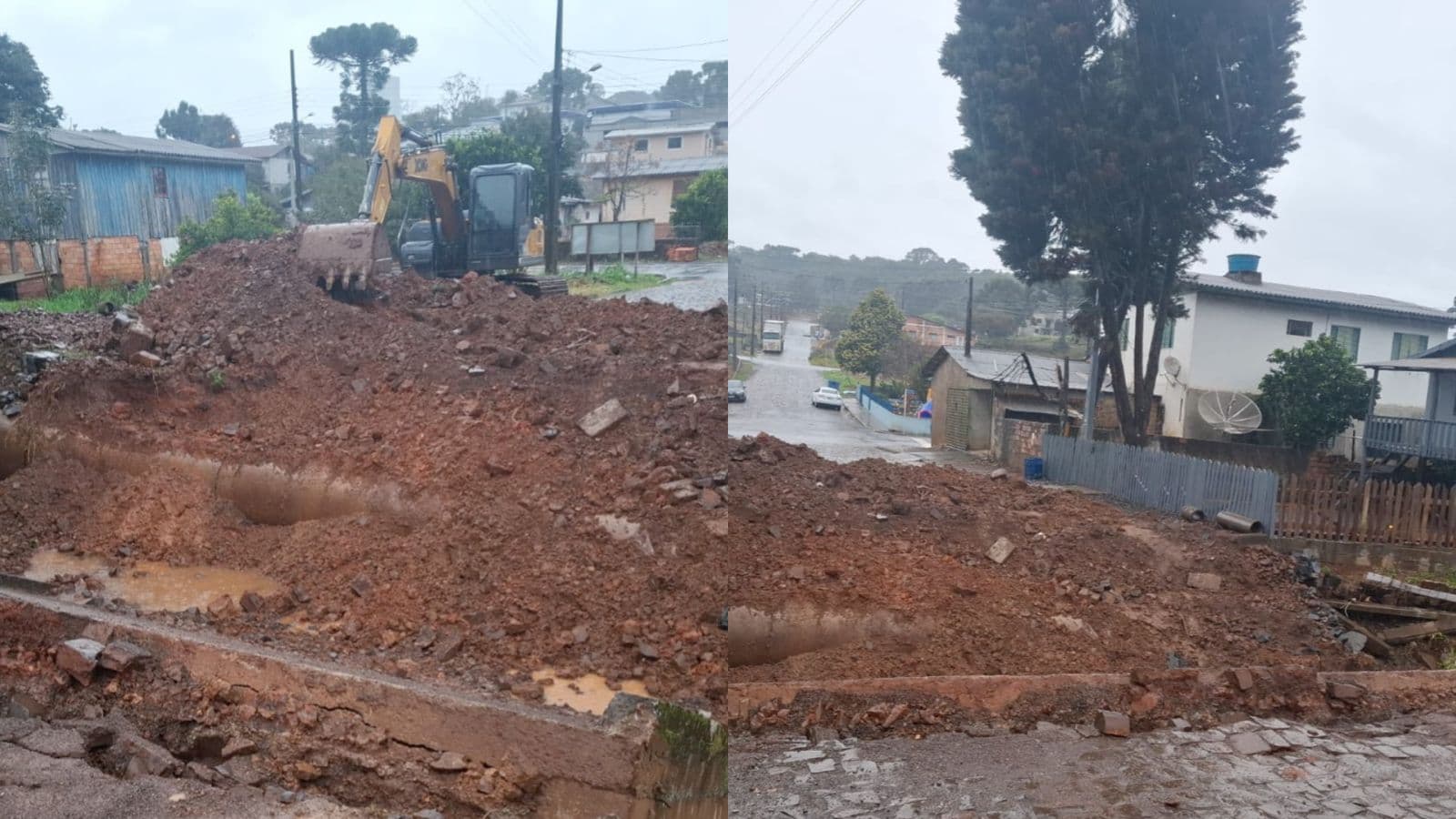 Ponte desaba após chuvas intensas em Ponte Serrada (SC); Defesa Civil inicia operação emergencial