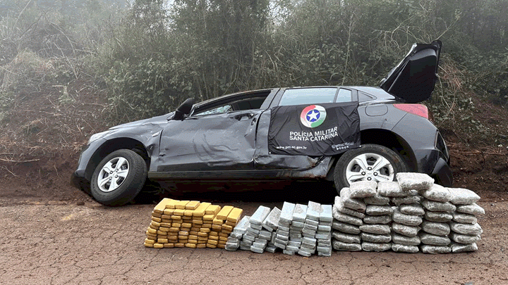 Adolescente é pego com 120 kg de drogas após perseguição de filme em Chapecó