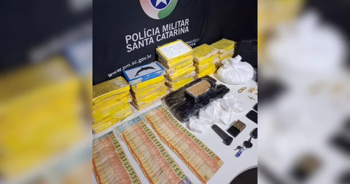 PM flagra dupla em entrega de mala e encontra 40 kg de drogas em Itajaí