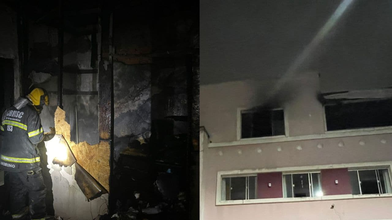 Bombeiros salvam idosa dentro de apartamento em chamas em SC