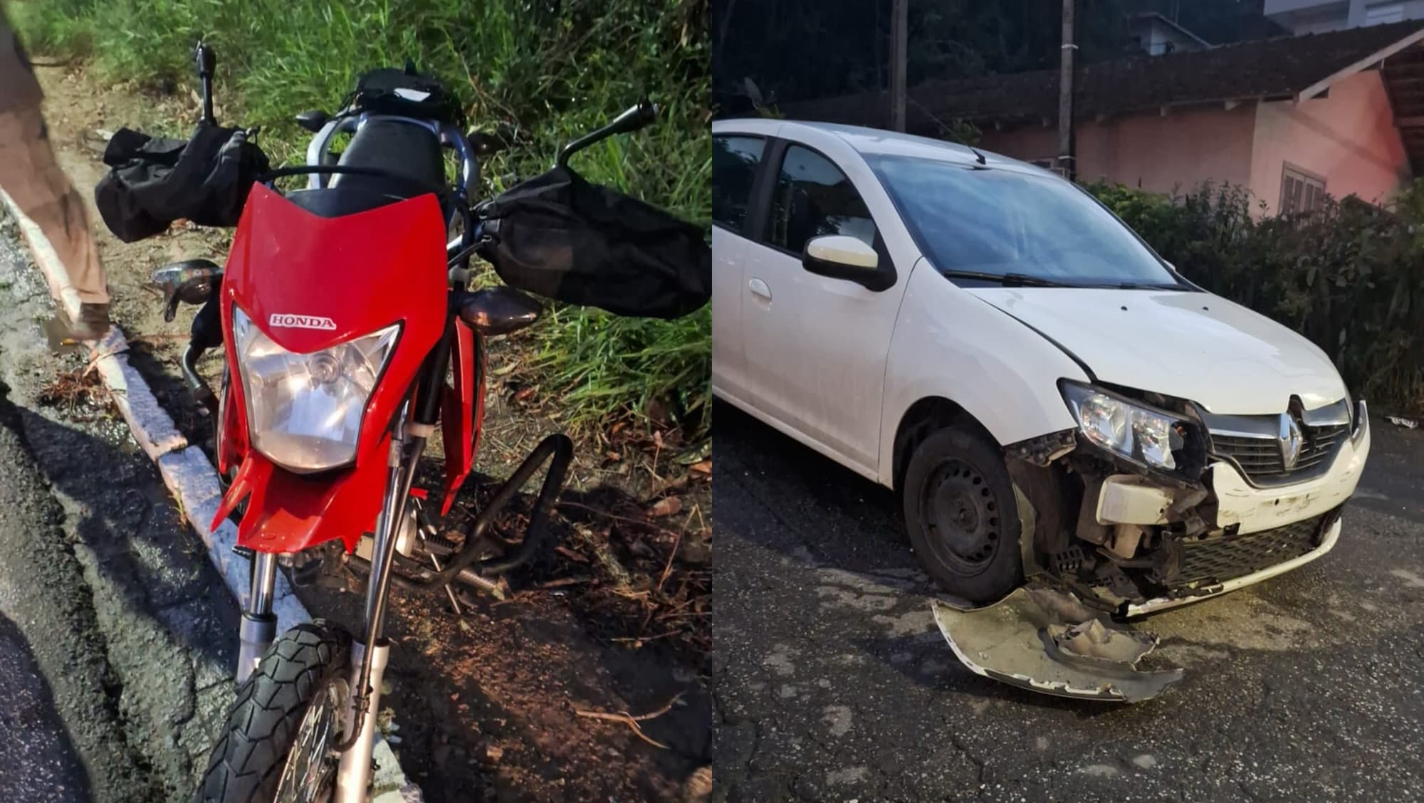 Motociclista de São João Batista é lançado ao chão após colisão com dois carros em Brusque