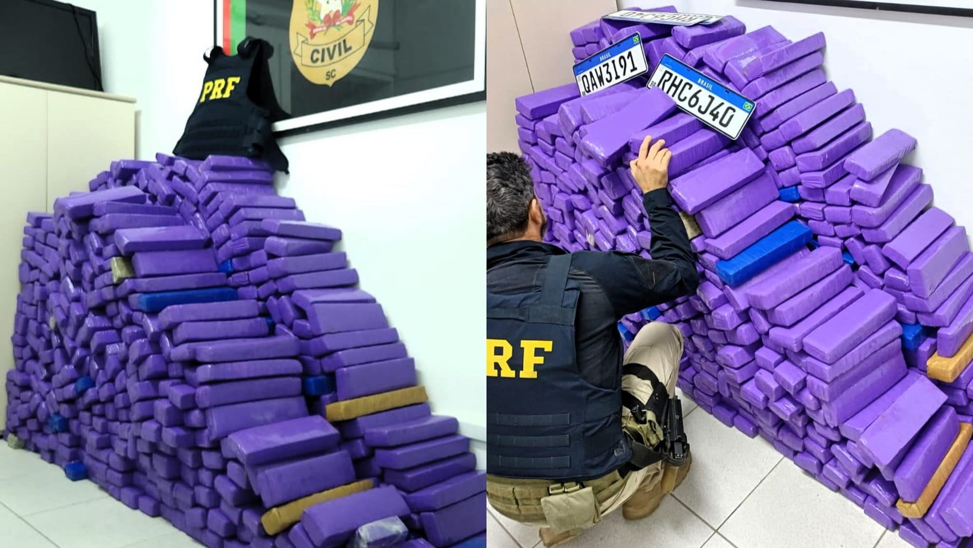 Com carro roubado, motorista cruzava SC com mais de meia tonelada de maconha na BR-282