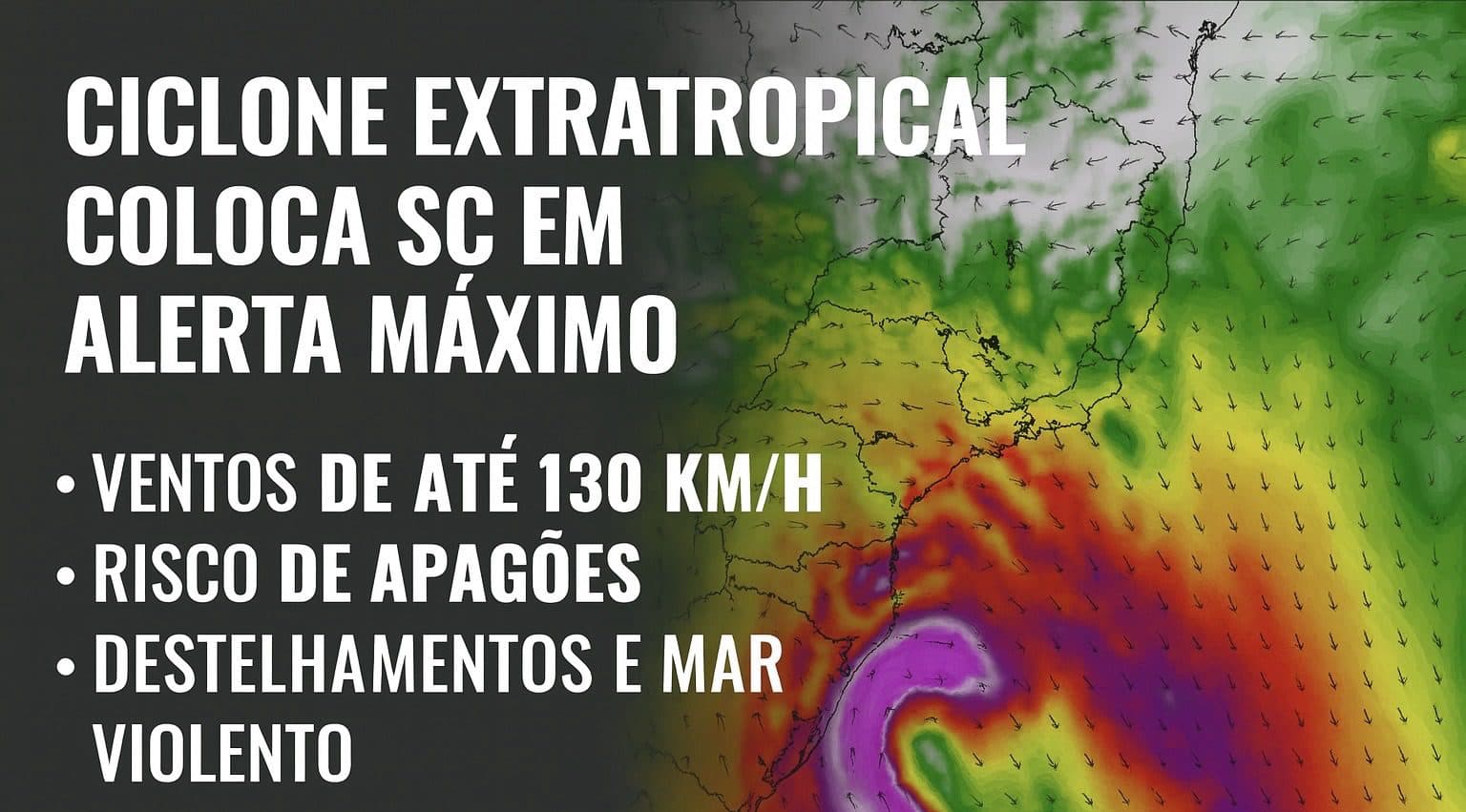 Ciclone extratropical coloca SC em alerta máximo: ventos de até 130 km/h