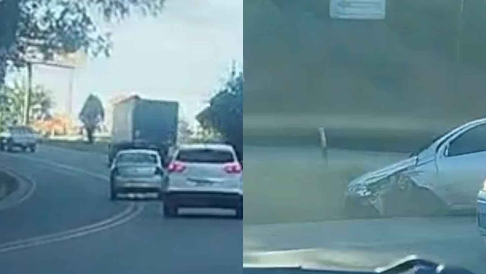 “Bem louco”: Motorista provoca acidente e abandona carro no meio da BR-470