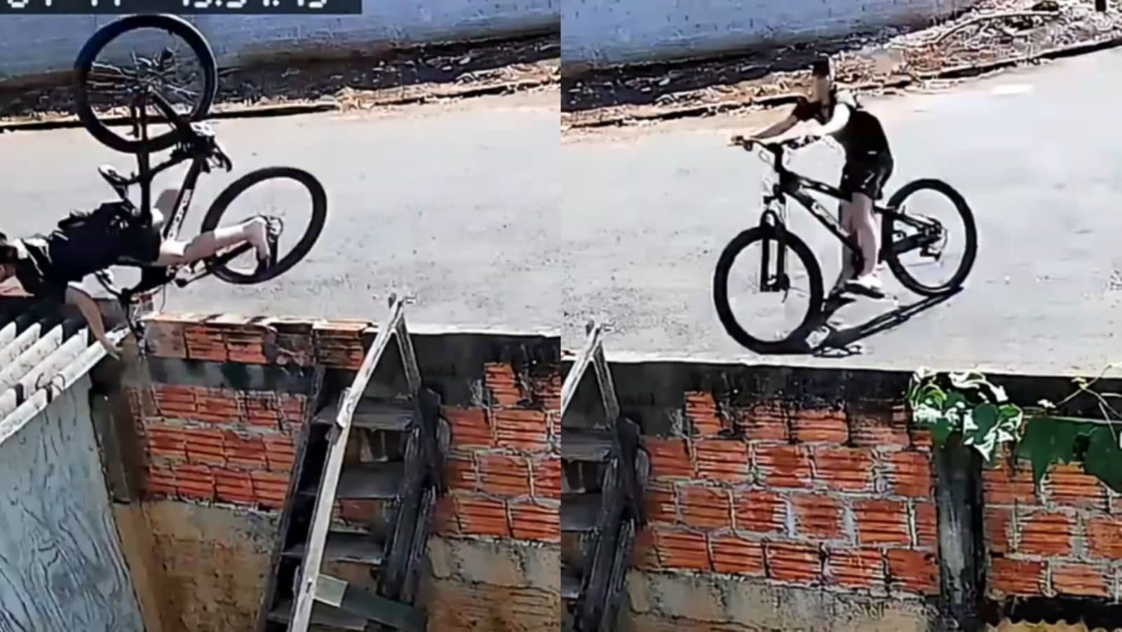 “O freio não funciona!”: criançada viraliza com queda de bicicleta no telhado no Sul do Brasil