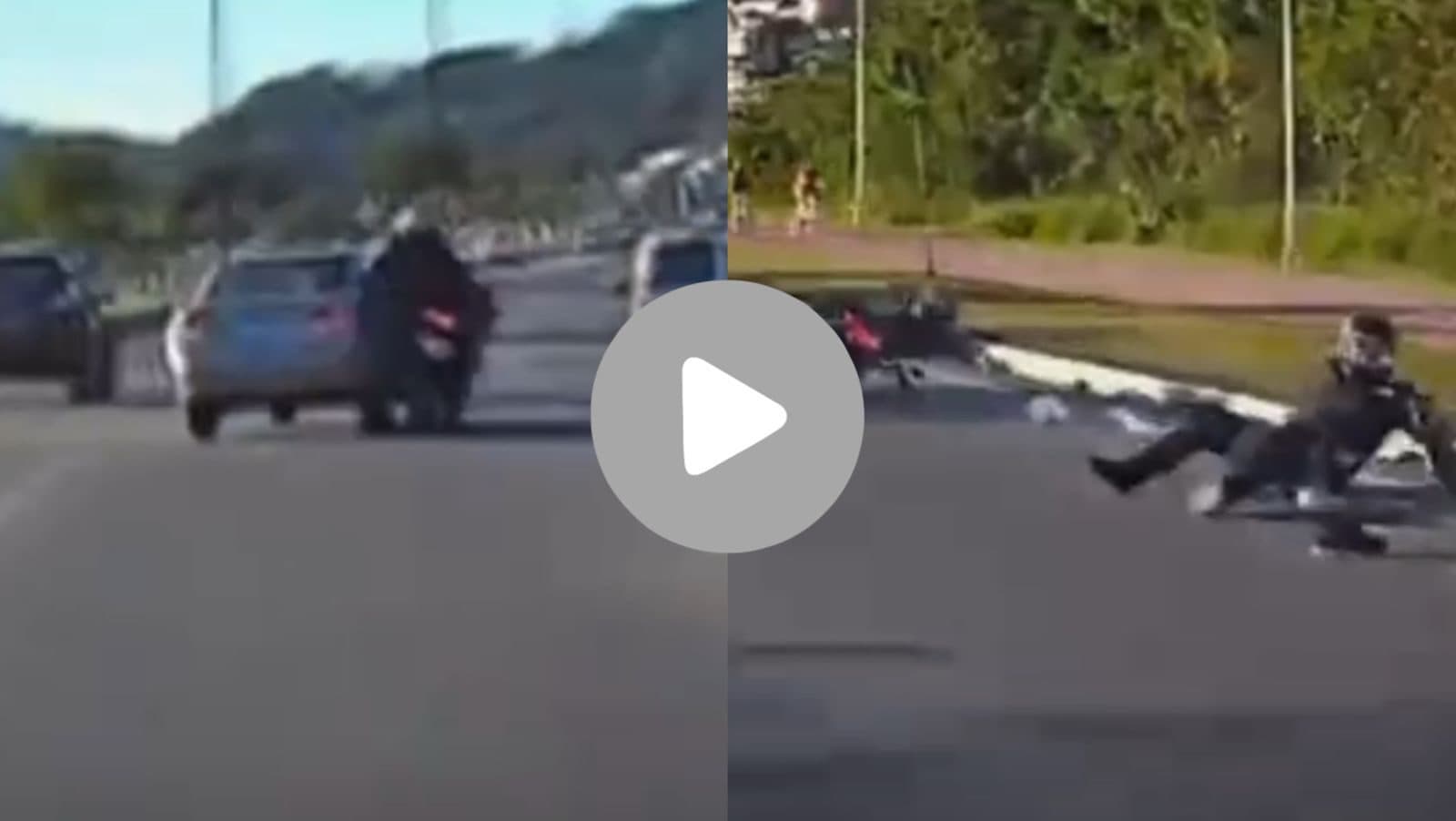 “Foi tentativa de homicídio!”: vídeo completo mostra motorista jogando carro contra moto em Florianópolis