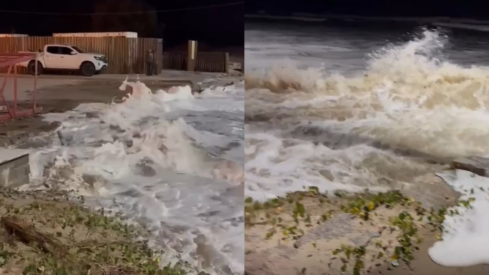 Ciclone causa avanço do mar no sul de SC e assusta moradores