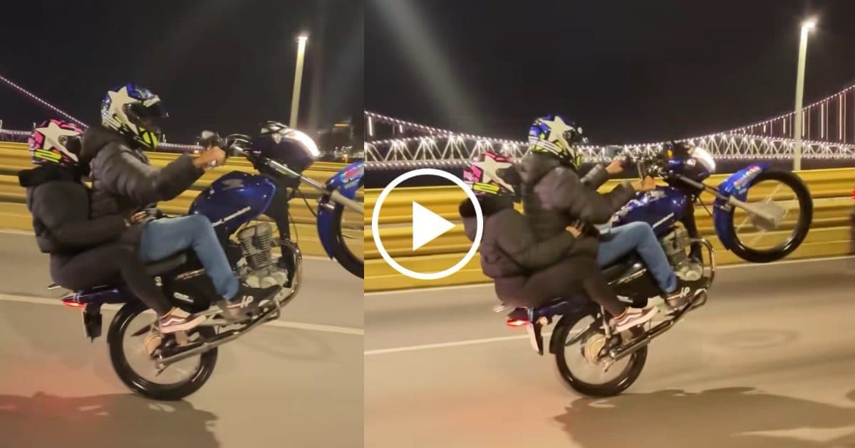 Motociclista de Jaguarão viraliza com manobras perigosas em ponte de Florianópolis