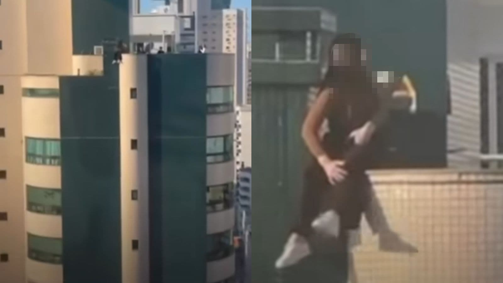 Jovem é flagrada sentada em terraço de prédio e assusta vizinhos em Balneário Camboriú