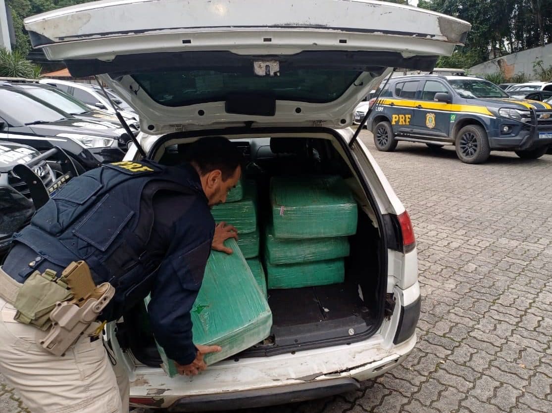 Motorista abandona carro com meia tonelada de maconha e foge para mata em Joinville