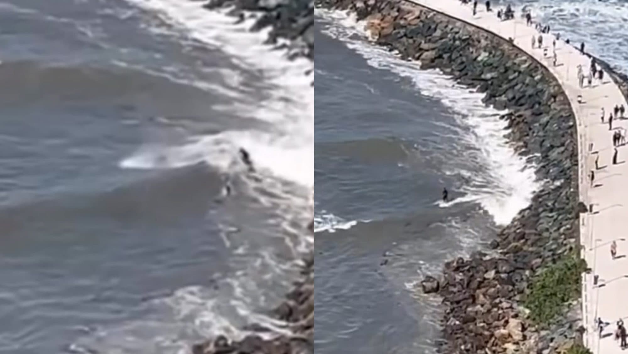 “Tomou imunizante?”: Surfista pega onda no Rio Marambaia e gera polêmica em Balneário Camboriú