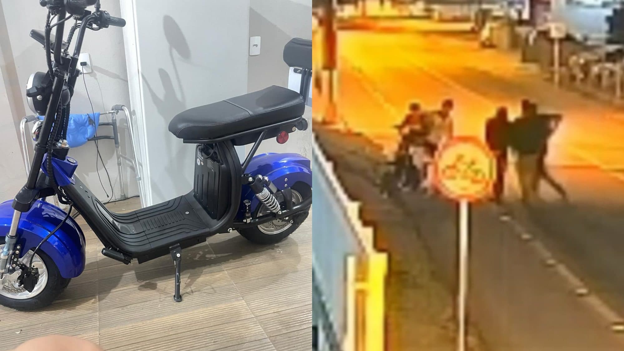 Trio armado com faca rende jovem e foge em scooter elétrica roubada em SC