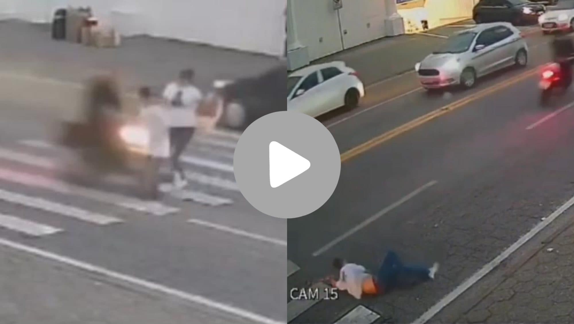 Menino de 12 anos é atropelado por moto na faixa de pedestres ao atravessar com a mãe