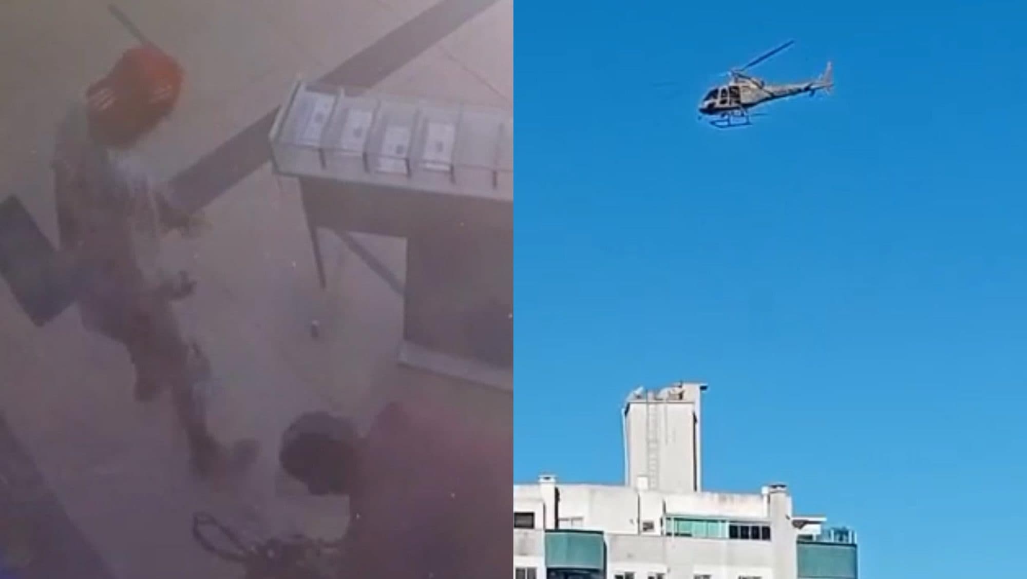 AGORA: PMSC caça bandidos que invadiram banco e fugiram com malote na Grande Florianópolis
