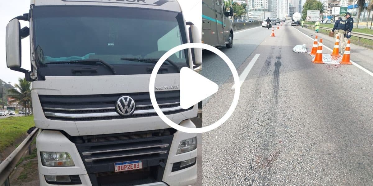 “Deitou no asfalto”: homem morre ao ser atropelado por carreta em Itapema