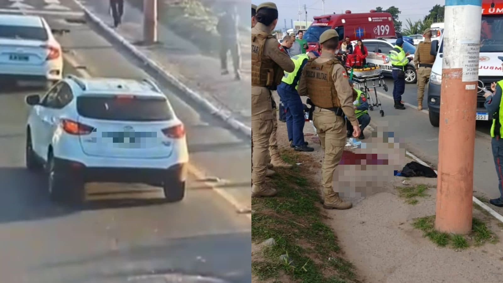 Câmera flagra o momento em que homem é executado no meio da rua, em Navegantes