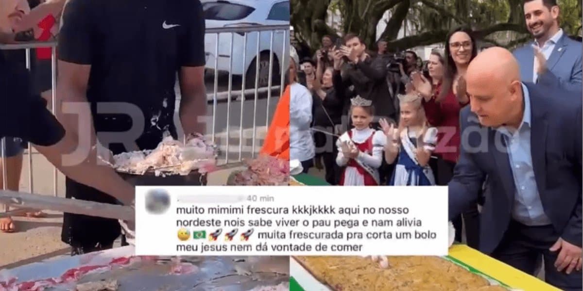 “No Nordeste não tem frescura” diz internauta ao criticar corte de bolo no aniversário de cidade em SC