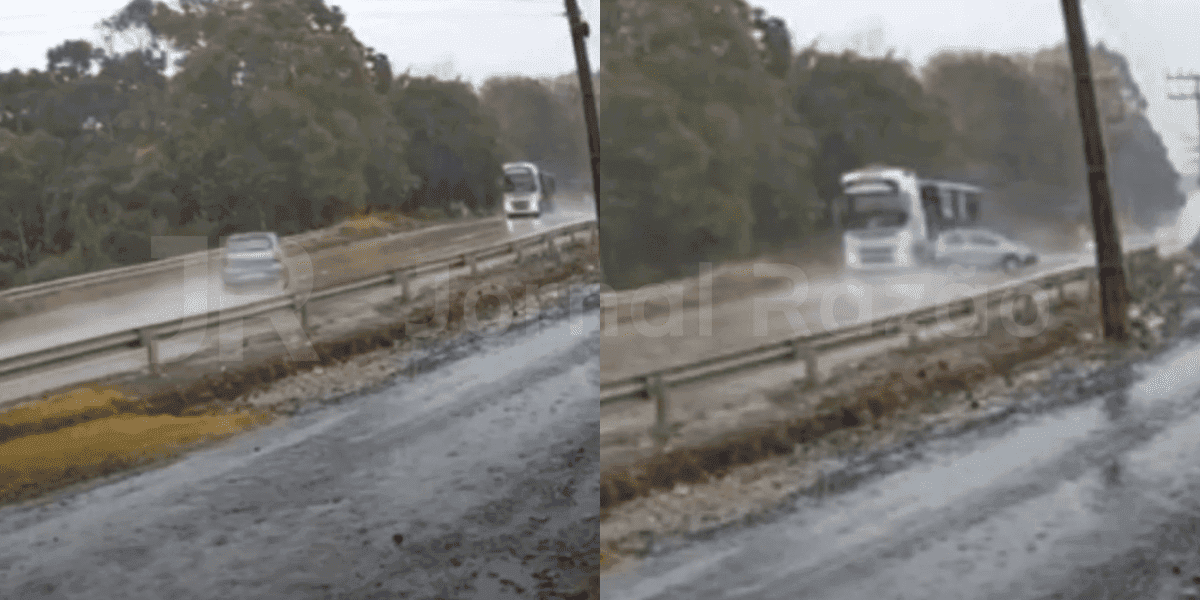 Motorista perde controle e por pouco não bate de frente com carreta em SC: “nasceu de novo”