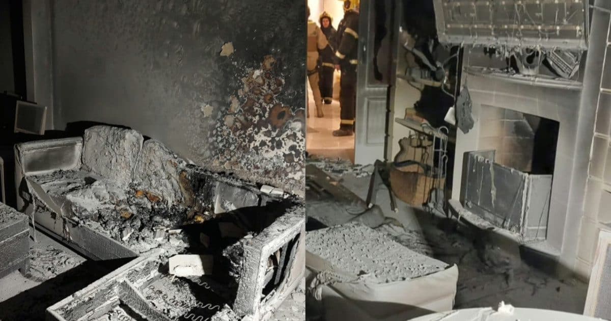 Bombeiros resgatam homem e cachorro de incêndio em apartamento em SC