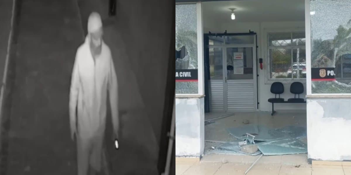 VÍDEO: Polícia Civil caça indivíduo que atacou a Delegacia de Tijucas