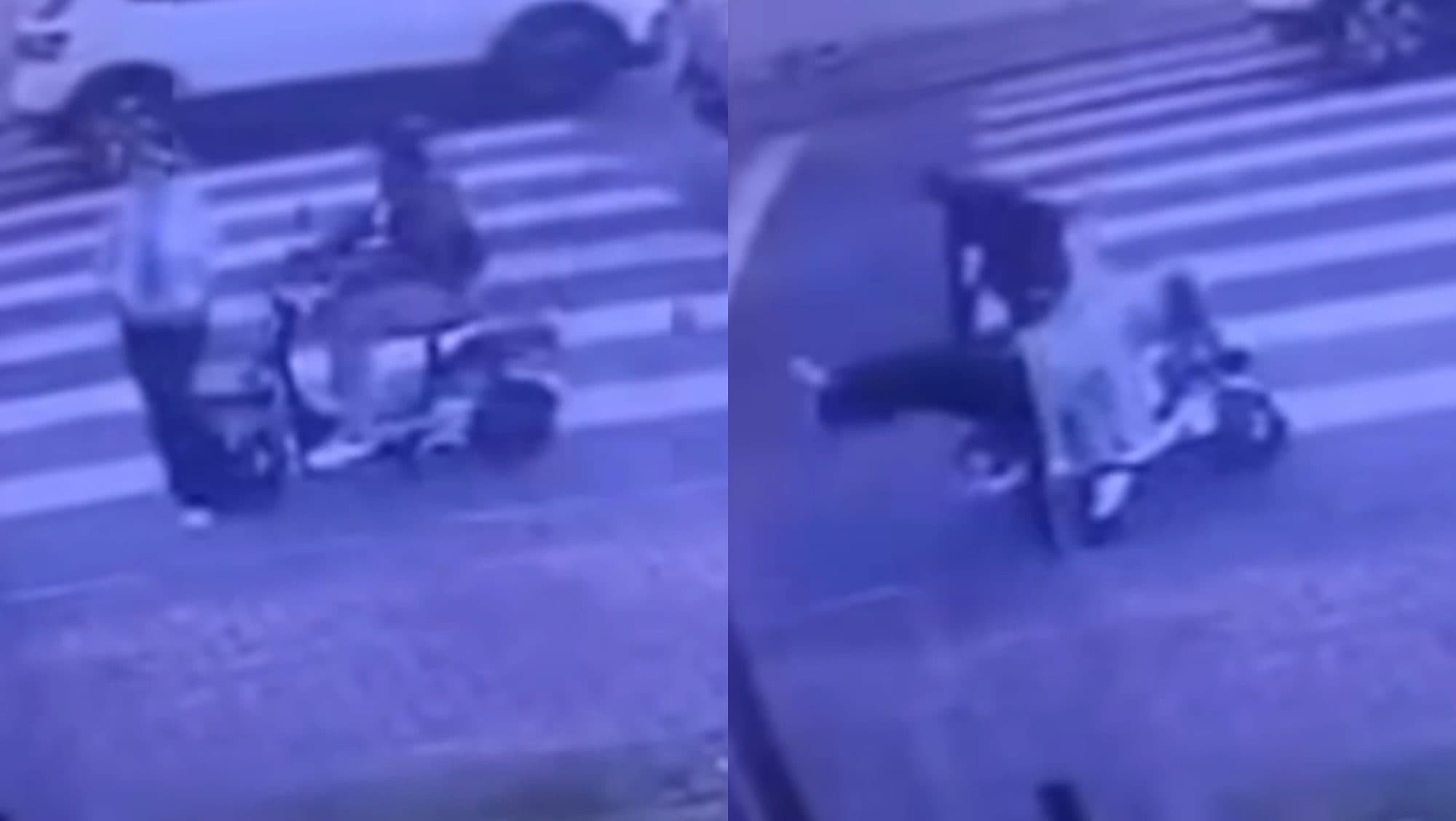 Adolescente de 15 anos atropela idosa na faixa de pedestres com moto elétrica