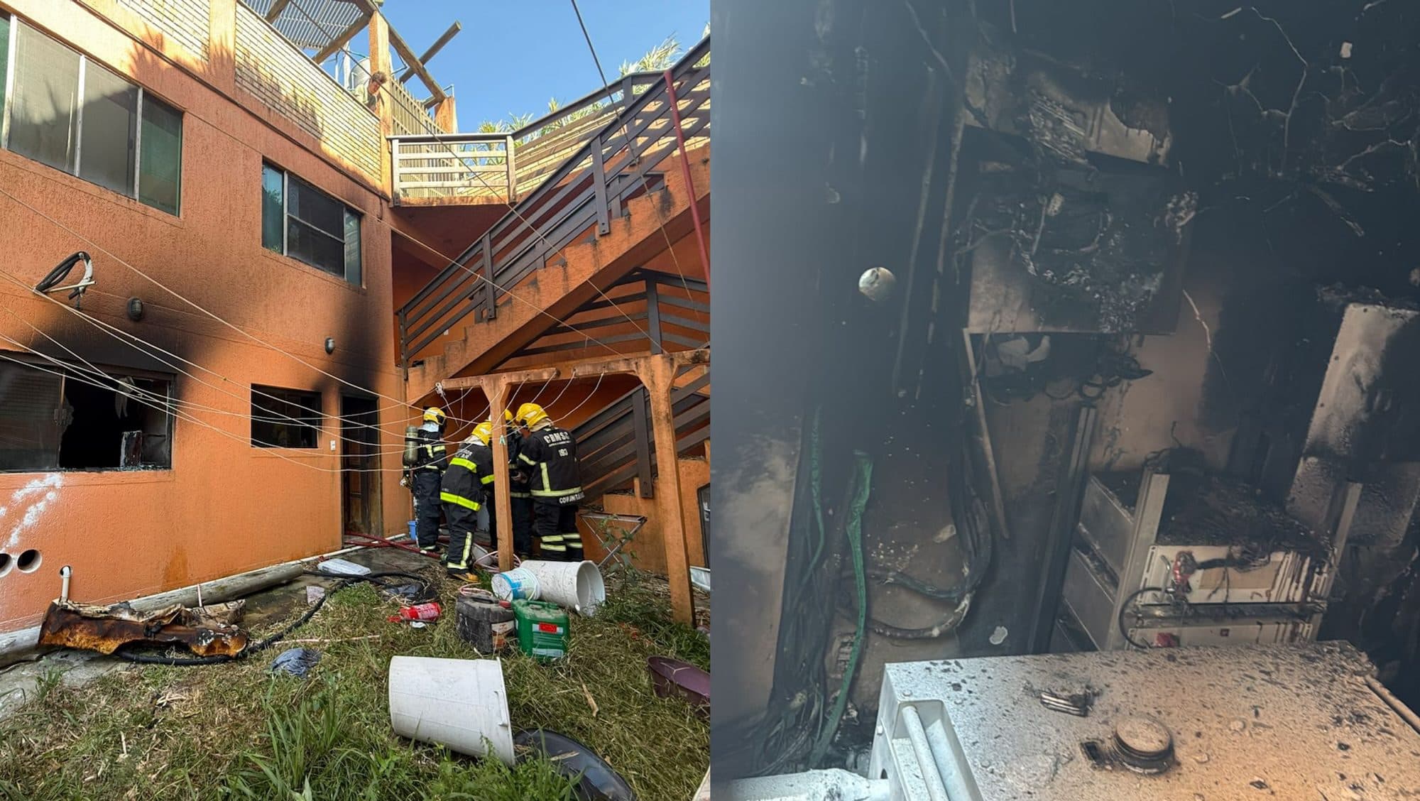 Sala de geradores pega fogo em edifício e mobiliza bombeiros em Bombinhas