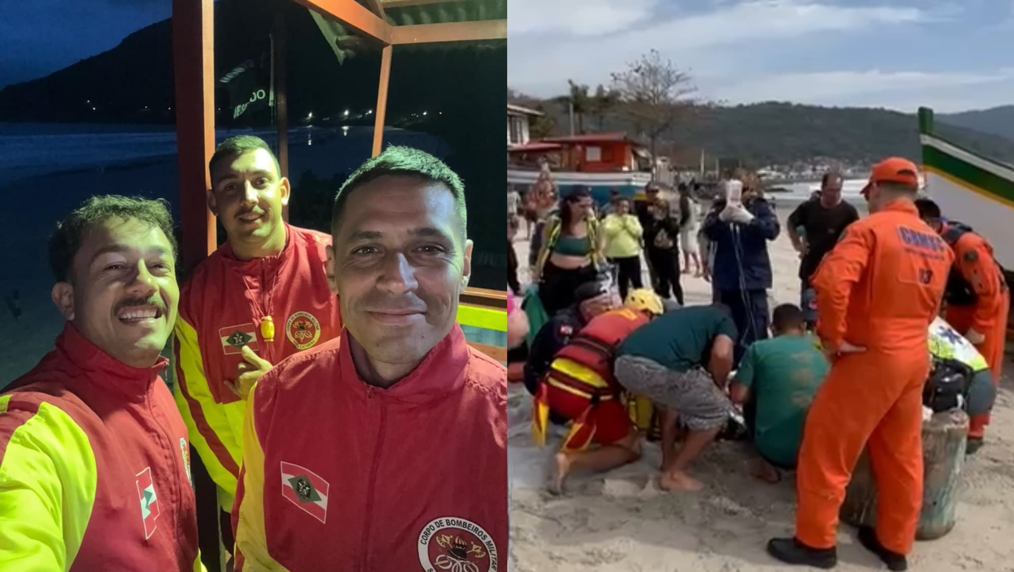 Guarda-vidas desafiam mar agitado e salvam pescador com rosto esmagado por embarcação em Florianópolis 