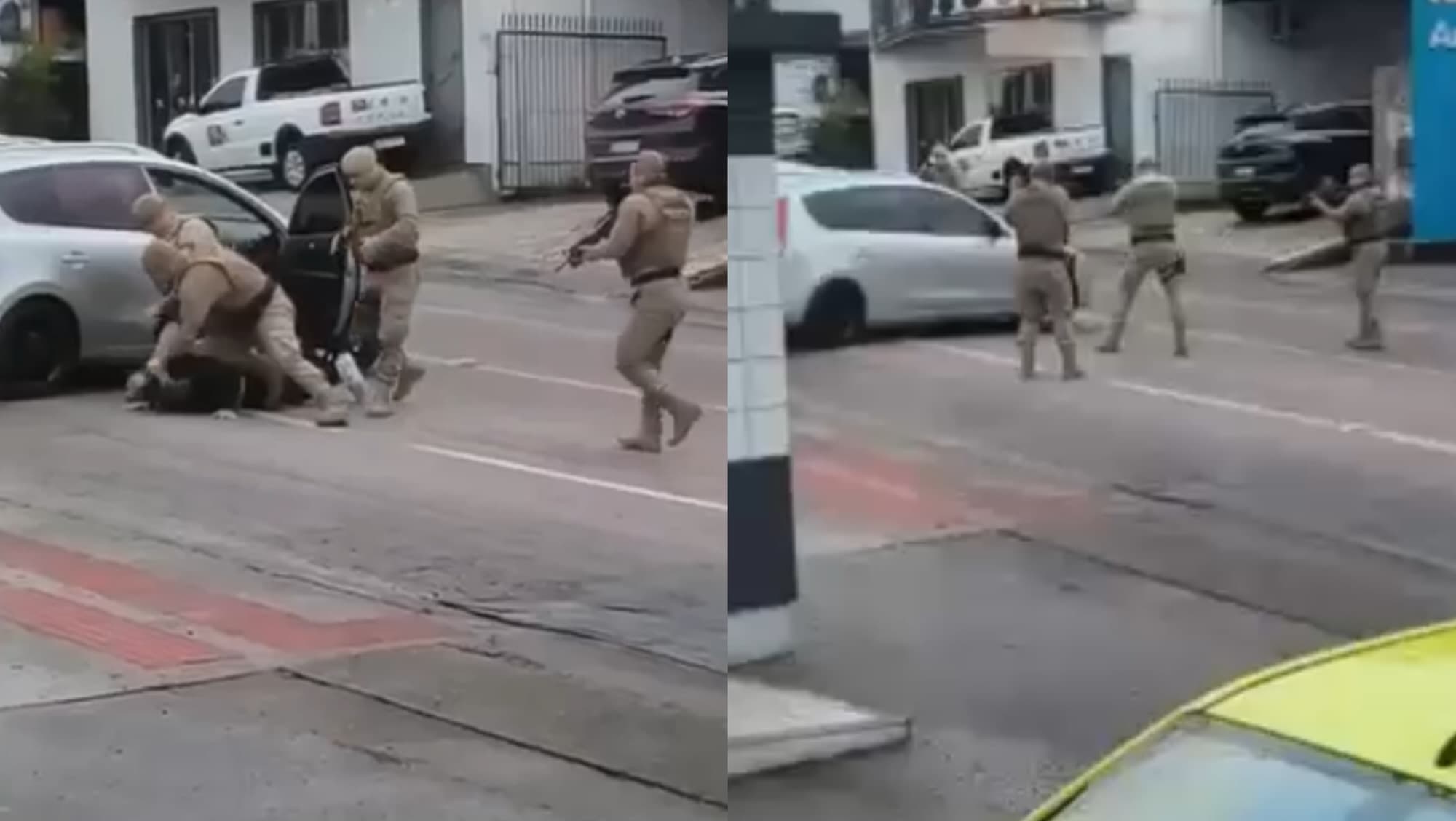 Criminoso joga carro contra policiais e é preso após perseguição em SC