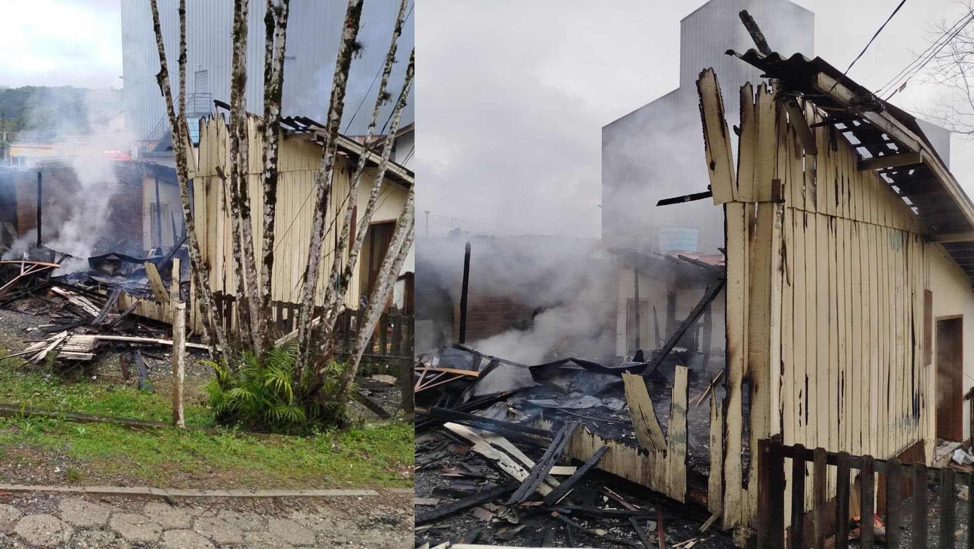 Incêndio destrói residência que abrigava quatro famílias no Vale do Itajaí